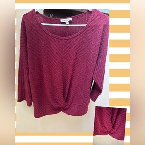 NWT burgundy textured sweater top